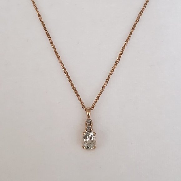 Jewelry - **SOLD**14K Solid Rose Gold Chain---w/W. Topaz (CZ?)Pendant